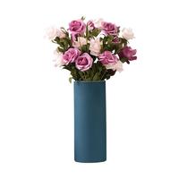 Hoatai Ceramic 华达泰陶瓷 圆柱花瓶+双色玫瑰*6 蓝色 小号