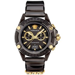Men's Swiss Chronograph Icon Active Black Silicone Strap Watch 44mm