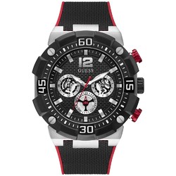 GUESS 机时 Men's Black Silicone Strap Watch 50mm