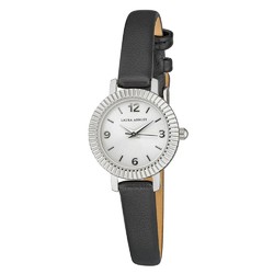 Women's Coin Edge Bezel Black Polyurethane Strap Watch 26mm