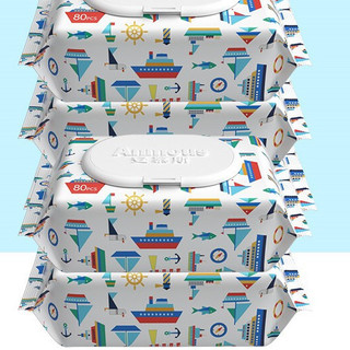 婴儿护理湿巾 儿童宝宝新生儿口手专用一次性湿纸巾湿巾加厚加大 海洋水婴儿湿巾 80抽 8包