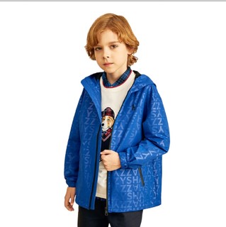 HAZZYS 哈吉斯 男童风衣外套 蔚蓝 120cm