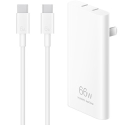 huawei华为p0009氮化镓充电器typec66w双typec6a数据线05m白色线充