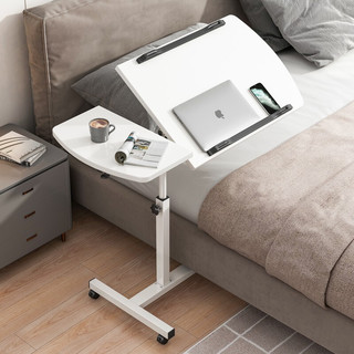 实采（SHICY）新款 床边可移动简约桌子家用学生书桌简易小型卧室移动懒人电脑桌 60x40白色