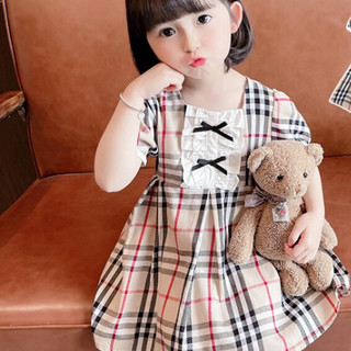 Nan ji ren 南极人 DK-rjbAp2XS 女童短袖格子连衣裙 110cm