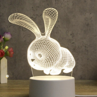 呱呱鸟 D23 3D兔立体小夜灯