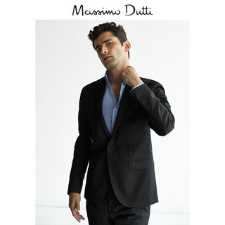 Massimo Dutti 男装 修身版羊毛男士西装外套 02006137802 灰色 46