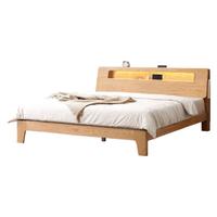 YESWOOD 源氏木语 Seattle/西雅图系列 Y90B36 实木夜光床 原木色 120*200cm 斜靠低铺版 框架款