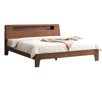 YESWOOD 源氏木语 Seattle/西雅图系列 H90B36 实木夜光床 胡桃色 135*200cm 斜靠低铺版 框架款