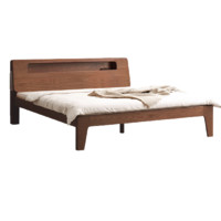 YESWOOD 源氏木语 Seattle/西雅图系列 H90B37 实木夜光床 胡桃色 120*200cm 斜靠高铺版 框架款