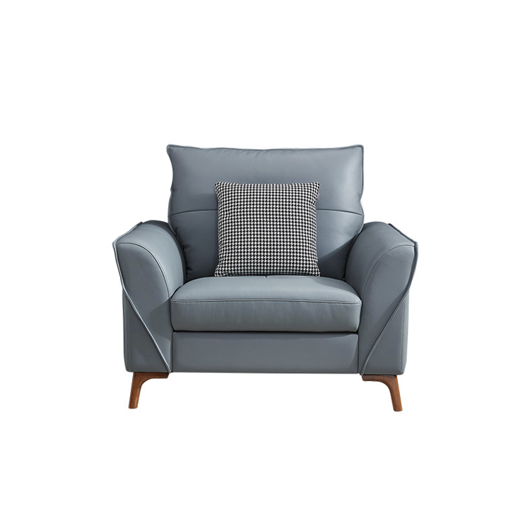 quanu 全友 102569a 北欧皮艺沙发 单人位 灰蓝