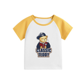 Classic Teddy 精典泰迪 儿童短袖T恤 棒球帽子熊 杏黄色 140cm