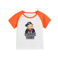 Classic Teddy 精典泰迪 儿童短袖T恤 棒球帽子熊 活力橙 100cm