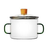LOVWISH 乐唯诗 汤锅(14cm、1.5L、高硼硅玻璃、绿把)