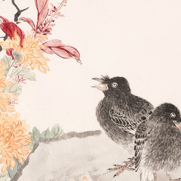 墨斗鱼艺术书画_artmorn 墨斗鱼艺术 闫媛园 花鸟国画水墨画《凉秋九