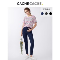 Cache Cache 捉迷藏 cachecache黑色裤子女2020春秋款高腰牛仔裤小脚裤直筒显瘦紧身