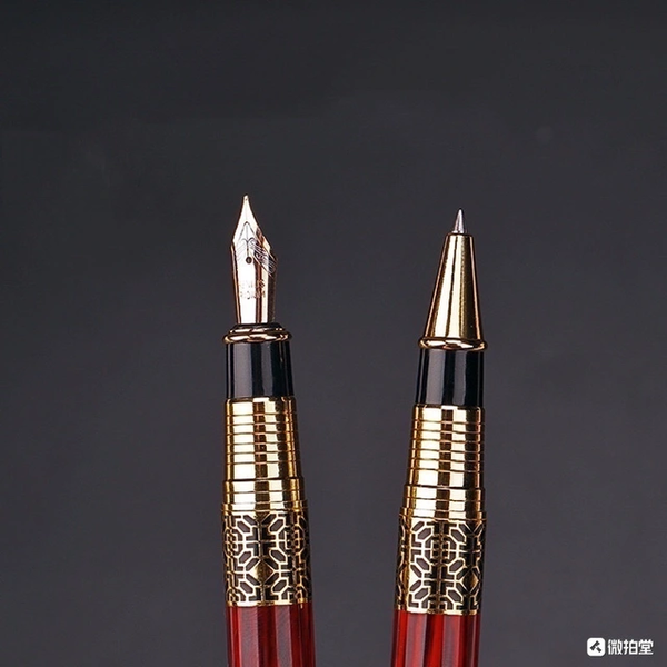 国风高端签字钢笔一支 仿红木钢笔 宝珠笔