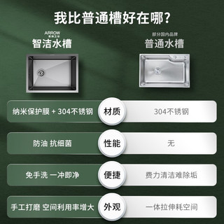 安华卫浴（ANNWA）厨房304不锈钢手工纳米水槽单槽水池洗碗池洗菜盆茶水间吧台阳台水槽套餐 纳米抗菌·手工单槽·7843(含2功能抽拉龙头)