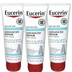 Eucerin 优色林 Advanced Repair 护足霜-无香料，适用于双脚的乳液，适合非常干燥的皮肤-3盎司（85克）/ 管（3管）