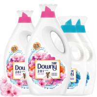 Downy 当妮 花萃云柔系列 2合1洁净柔顺洗衣液套装 1.9kg*2瓶+700g*2瓶 淡粉樱花+淡雅罗兰