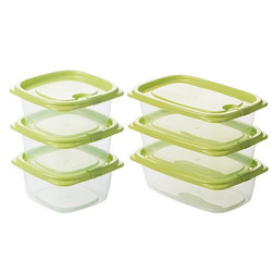 CHAHUA 茶花 塑料保鲜盒 食品级可加热  780ml+830ml绿色 2组6只