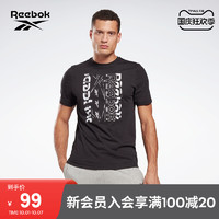 Reebok 锐步 官方男子GJ0533基础LOGO印花修身圆领运动短袖T恤