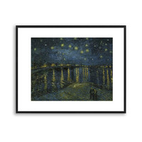 buybuyART 买买艺术 梵高《罗纳河上的星夜》50×40cm 艺术版画 客厅卧室沙发背景墙装饰画