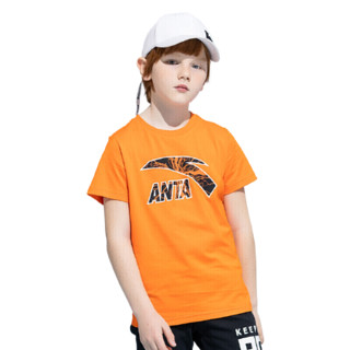 ANTA 安踏 A35028112-3 儿童短袖T恤 明亮系款 桑巴橙 150cm