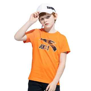 ANTA 安踏 A35028112-3 儿童短袖T恤 明亮系款 桑巴橙 130cm
