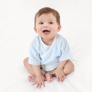 Purcotton 全棉时代 800-004231-059 短款纱布婴儿服礼盒 2条装 蓝色+白色 59cm