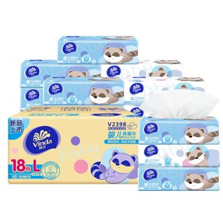 vinda 维达 婴儿纸面巾 达达熊版 120抽*18包