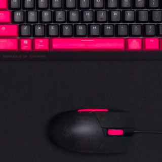 ROG 玩家国度 游侠 TKL 机械键盘 青轴+影刃2 有线鼠标+SHEATH 鼠标垫 套装 朋克粉