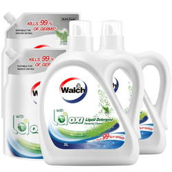 Walch 威露士 清可新洗衣液18.5斤（3L瓶+2.25L+2L袋x2）除菌除螨 松木香新升級