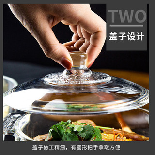 青苹果 金色双耳煲家用耐热汤碗沙拉碗泡面碗1L带盖玻璃碗  超值1.0L金色煲两只