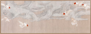 仟象映画 高茜 新中式艺术水墨装饰画A款《游于艺》130x50cm 油画布 浅木色实木框