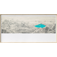 仟象映画 丁文卿 新中式山水艺术挂画 《A款-洞天》80×40cm 油画布 浅木色铝合金框