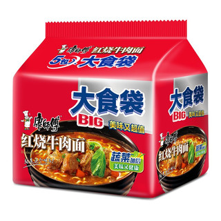 康师傅 大食袋 红烧牛肉面 145g*5袋