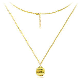 LUKFOOK JEWELLERY 六福珠宝 光影金系列 EFG30004 卷边小方牌足金项链