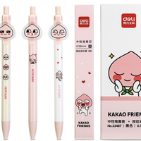 deli 得力 33487 按动中性笔 啵啵桃 0.38mm 按动套装