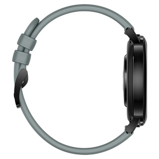 HUAWEI 华为 WATCH GT 2 运动款 智能手表 42mm 黑色不锈钢表壳 湖光青橡胶表带（血氧、GPS、心率）