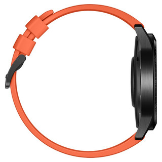 HUAWEI 华为 WATCH GT 2 运动款 智能手表 46mm 黑色不锈钢表壳 赤霞橙橡胶表带（血氧、GPS、心率）