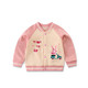 儿童棒球服秋季加绒宝宝休闲外套男女童洋气开衫外套 拼色粉色小兔子 110码