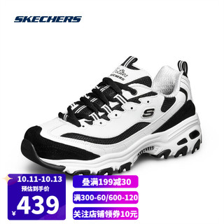 SKECHERS 斯凯奇 Skechers斯凯奇女子2021年网布舒适经典休闲运动鞋老爹鞋13148 WBK白色/黑色 37