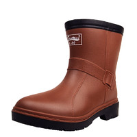 芭乐菲 BLF-1319 雨鞋(中筒、加绒可拆、棕色、42)