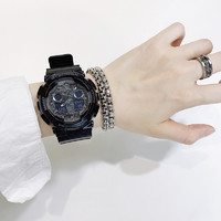 CASIO 卡西欧 G-SHOCK系列全黑多功能运动双显三眼计时男表GA-100CF-1A