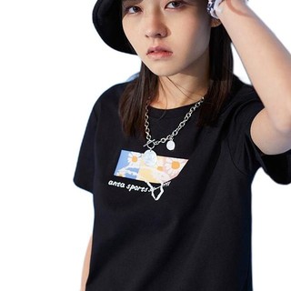 ANTA 安踏 生活系列 女子运动T恤 962128155-5 基础黑 XXL