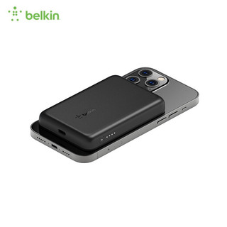 belkin 贝尔金 iPhone13/12磁吸无线移动电源超薄小巧便携大容量苹果12Pro无线充手机专用快充max充电宝 黑色