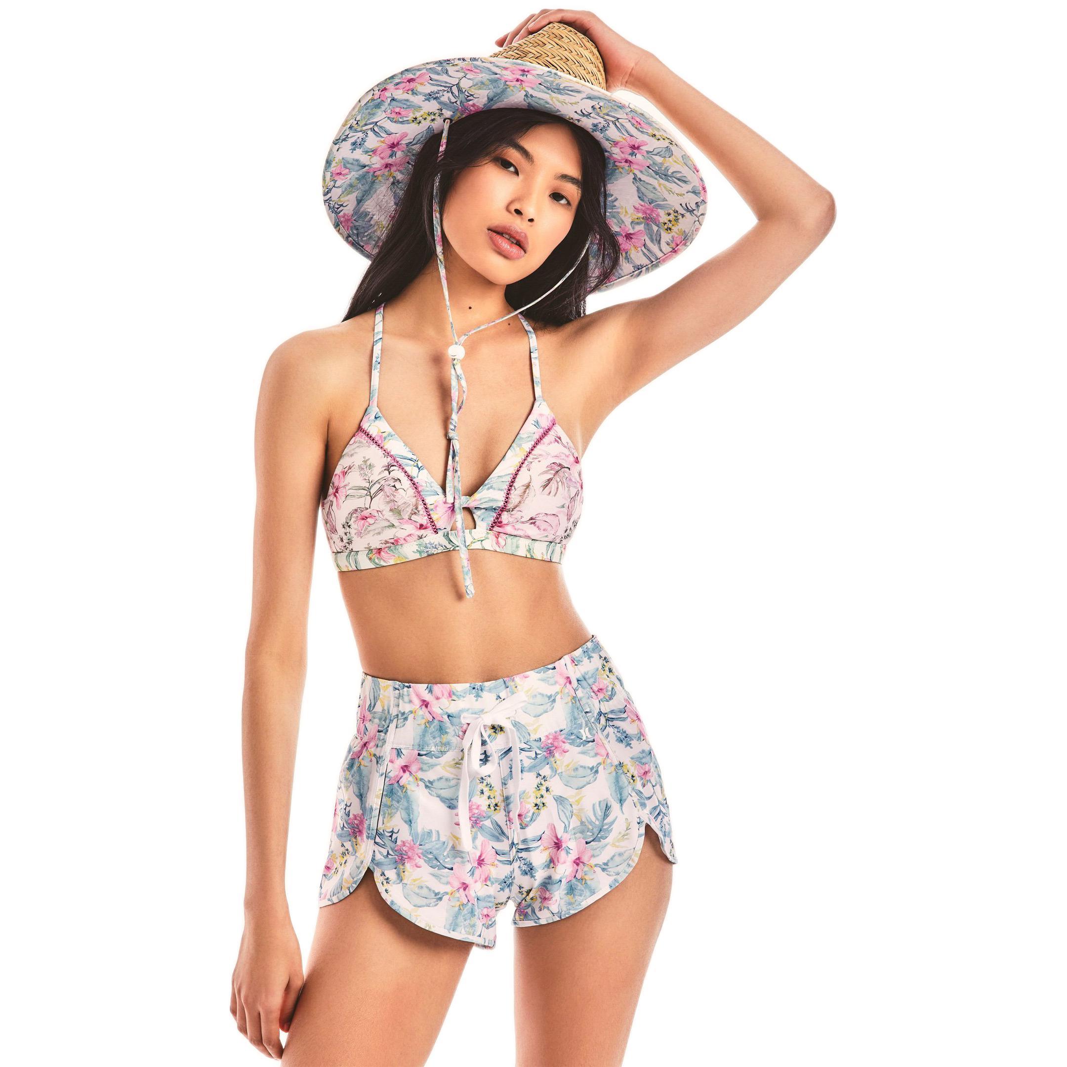 Hurley Aquas Hawaiian Hibiscus LSF联名款 女子冲浪比基尼泳裤 水色花卉