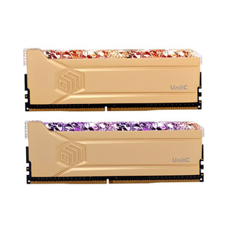UNIC MEMORY 紫光存储 琉璃黄金斩系列 DDR4 3600MHz RGB 台式机内存条 灯条 金色 16GB 8GB×2