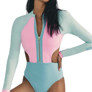 Hurley Max Colorblock LSF联名款 女子连体式冲浪泳衣 浅蓝/粉色